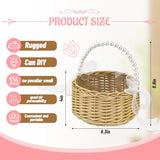 Flower Girl Basket, Wedding Flowers Basket, Large Wicker Flower Girl Basket With Pearl Handle And Ribbon Bow, Handwoven Wicker Flowers Baskets For Outdoor Picnic, Home Wedding Decor, Photo Props