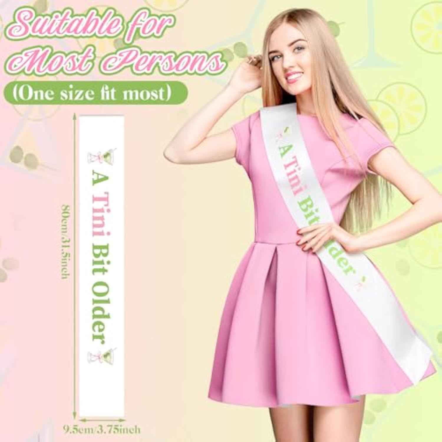 Martini Birthday Party Decorations A Tini Bit Older Sash For Women Girls Espresso Themed Birthday Party For Tini Bar Bridal Shower Bachelorette Bridal Shower Supplies(Pink And Green)