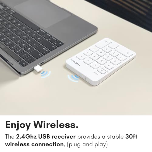 Usb C Wireless Number Pad | Numeric Keypad For Mac Macbook Imac | Wireless 10 Key For Laptop Pc Computer Notebook Surface Chrome (2.4G Usb) Perfect For Data Entry Numpad Number Keyboard