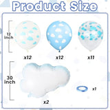 Cloud Balloons, 12 Inch White Blue Transparent Clouds Printed Latex Balloons With Cloud Foil Balloons For Sky Theme Birthday Party Baby Shower Wedding Decorations