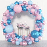 153Pcs Pink Blue Balloon Garland Arch Kit, Different Sizes 18 12 10 5 Inch Metallic Pink Blue Latex Confetti Balloons For Boy Girl Gender Reveal Neutral Baby Shower Birthday Party Decoration