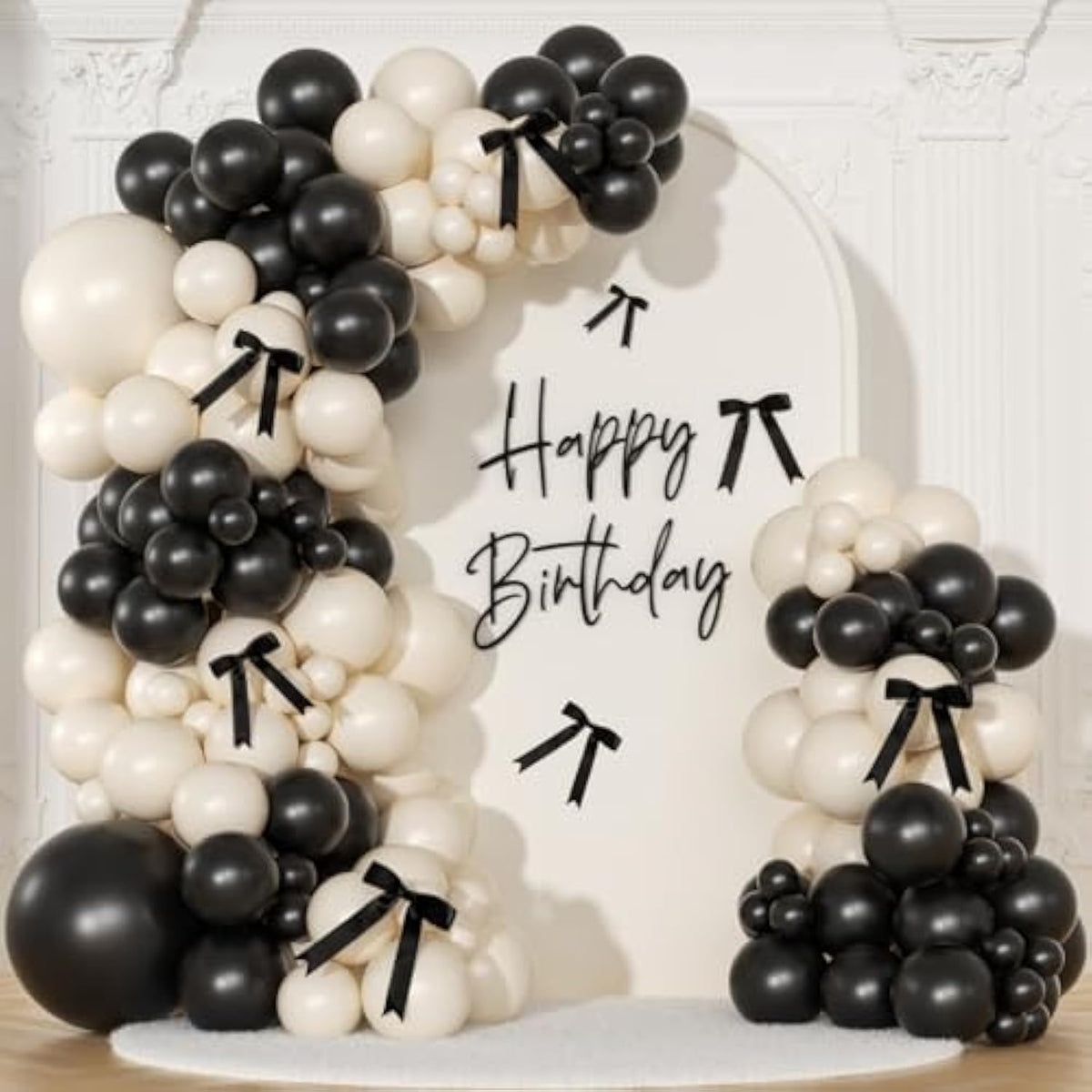 Black & Sand White Balloon Arch Kit: 141 Pcs Party Decor