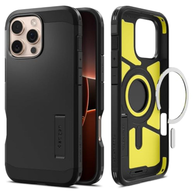 Spigen for iPhone 16 Pro Case, Tough Armor (Ai) MagFit [Compatible with Magsafe] [Kickstand] [Military-Grade Protection] - Black