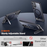 Designed For Samsung Galaxy S25 Ultra Case Magnetic,[Built In Hidden Kickstand][Military Grade Drop Protection] [Translucent Matte] Slim Thin Phone Case For Galaxy S25 Ultra Case 6.9"- Black