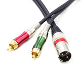 10ft XLR Male to Dual RCA Y Splitter Audio Cable 3-Pin