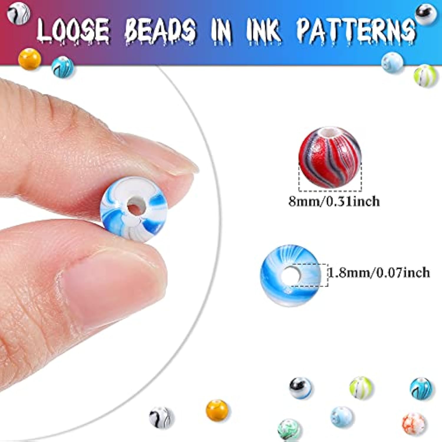500pcs 8mm Acrylic Beads – Multicolor Loose Beads for Jewelry Making Supplies
