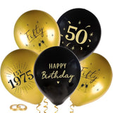 24Pcs Black Gold 50th Birthday Balloons Party Decorations
