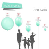 Mint Balloons, 100 Pcs Pastel Teal Different Sizes Pack Of 36 Inch 18 Inch 12 Inch 10 Inch 5 Inch Pastel Turquoise For Balloon Garland Or Arch As Party Decorations, Mint-Q03