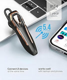 Hands-Free Bluetooth Headset V5.4, Bluetooth Earpiece Noise Canceling, 36Hrs Talk Time, Single Ear Headset For Work, Lightweight Wireless Earpiece With Mic (Gold)