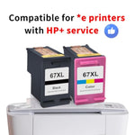 Remanufactured 67Xl Ink Replacement For Hp Deskjet 2700 2755E 2700E 4155E 4155 Envy 6000 6055E 6400 6455E, Black, Tri-Color, 2-Pack