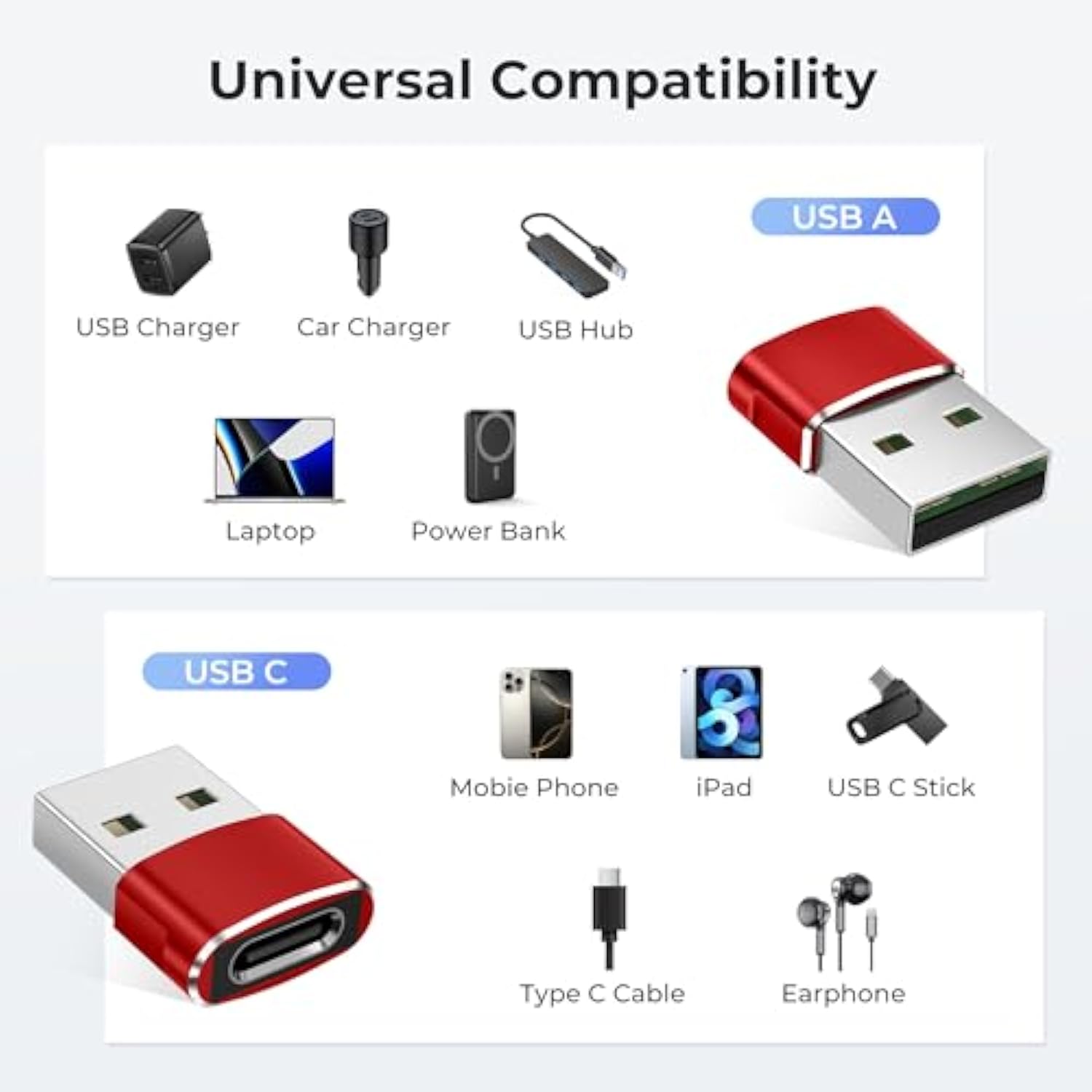 For Airpods Pro 3 Charger Adapter 4Pack,Usb To Usbc Converter Type C Female To A Male Car Block For Iphone 17 16 15 14 Max Plus,Apple Watch 11,Iwatch 10,Ipad 8 9 Air Mini,Samsung Galaxy S25