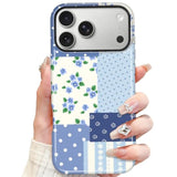 Magnetic Collage Phone Case for iPhone 17 Pro Max, Blue Floral Pattern
