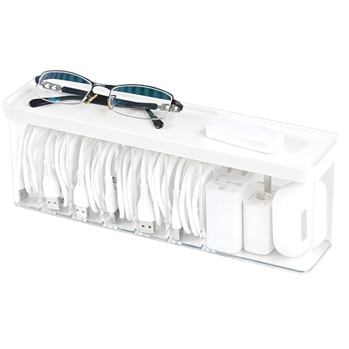 Charger Cable Cord Storage Organizer Box - 1 Pack With Lid - Easy Storage Without Cable Ties