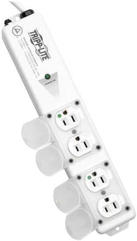 Hospital Grade Power Strip 4 Outlets 15A 6FT Cord UL 60601 Compliant White