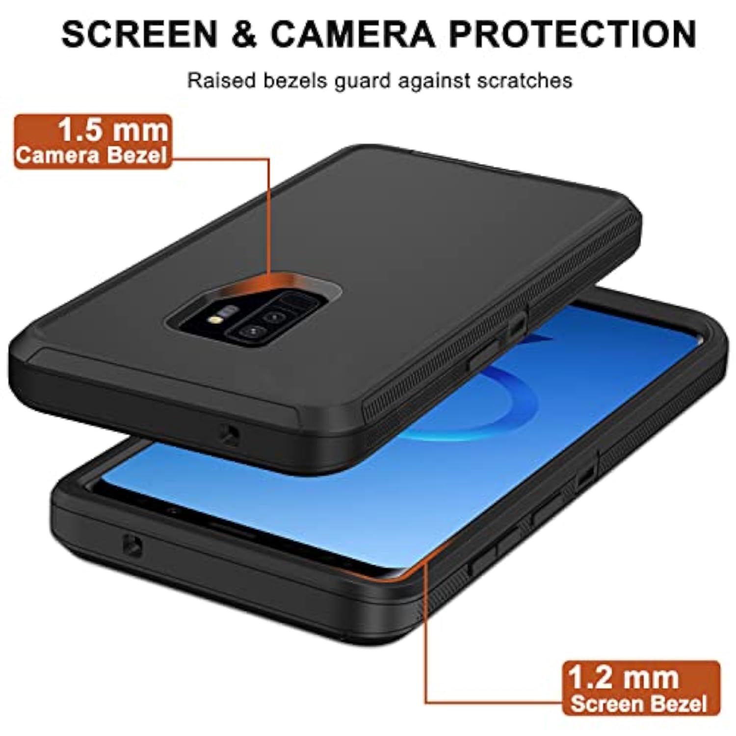 Samsung Galaxy S9+ Case with Belt Clip Holster 2x Screen Protector Black