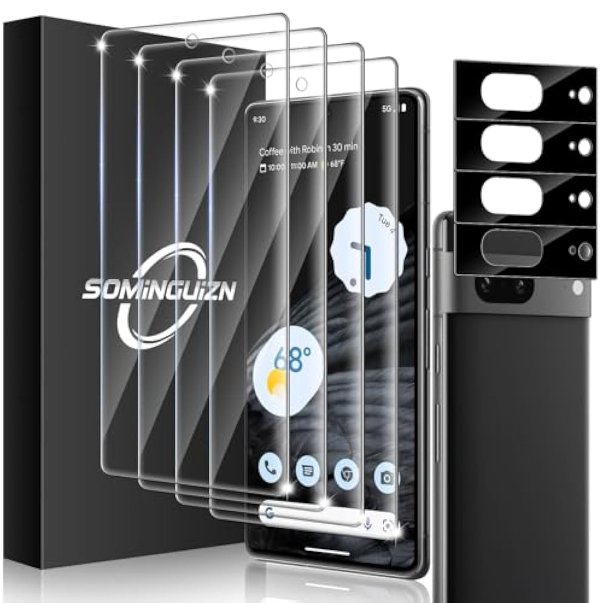 4+4 Pack For Google Pixel 7 Screen Protector & Camera Lens Protector, 9H Tempered Glass Cell Phone Protector, Anti-Fingerprint Camera Case (Pixel 7)