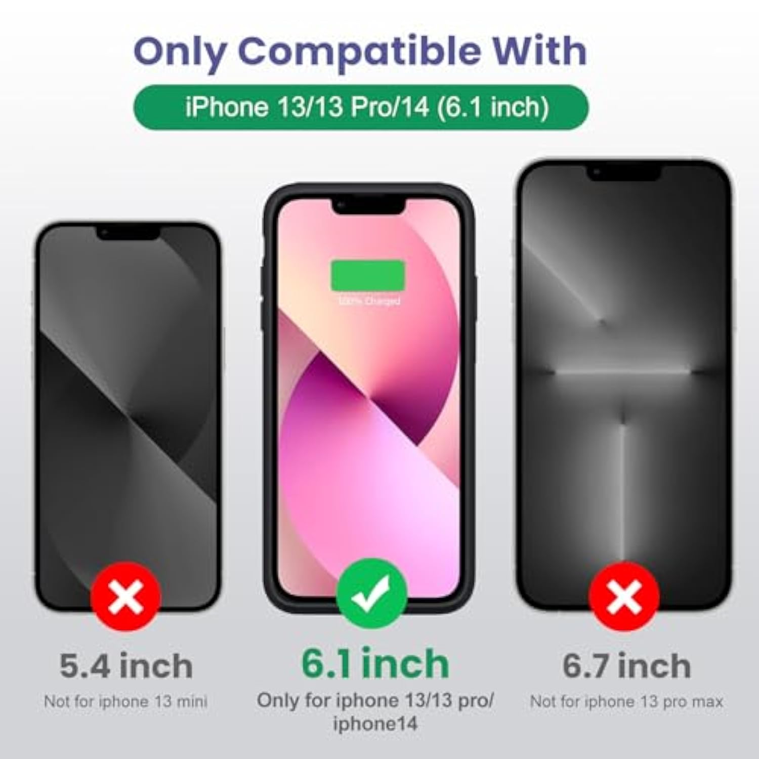 Battery Case For 14/13/13 Pro (6.1 Inch), [2024 Upgraded] Ultra-Slim 7500Mah Portable Extended Charger Case Cover For 14, 13, 13Pro Charging Case (Black)