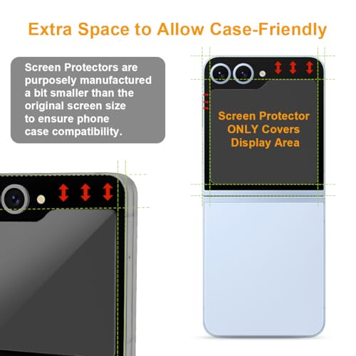 (2 Pack) Designed for  Galaxy Z Flip 7 FE & Z Flip 6 Screen Protector (2 Tempered Glass Front Screen and 2 TPU Main Screen) Anti Scratch,