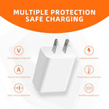 3 Pack Usb Wall Charger Block 5V 2A Ac Power Adapter Plug 10W For Iphone 13 12 11 Pro Max 8 7 6 6S Plus Se Xs Xr X,Ipad,Kindle Tablet,Samsung,Lg,Htc,Moto Charger Block Charging Cable Replacement