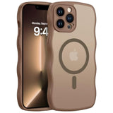 For Magnetic Iphone 13 Pro Case, [Compatible With Magsafe] [Curly Wave Frame Design] Non-Slip Easier Grip Shockproof Protective Bumper Cute Phone Cover For Iphone 13 Pro 6.1", Desert Titanium