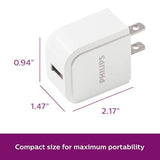 Philips Accessories USB-A Wall Charger, 5W, for iPhone 13/12/11/Pro/Pro Max/Mini, iPad Pro, Samsung Galaxy S21, Google Pixel 6, DLP2409/37