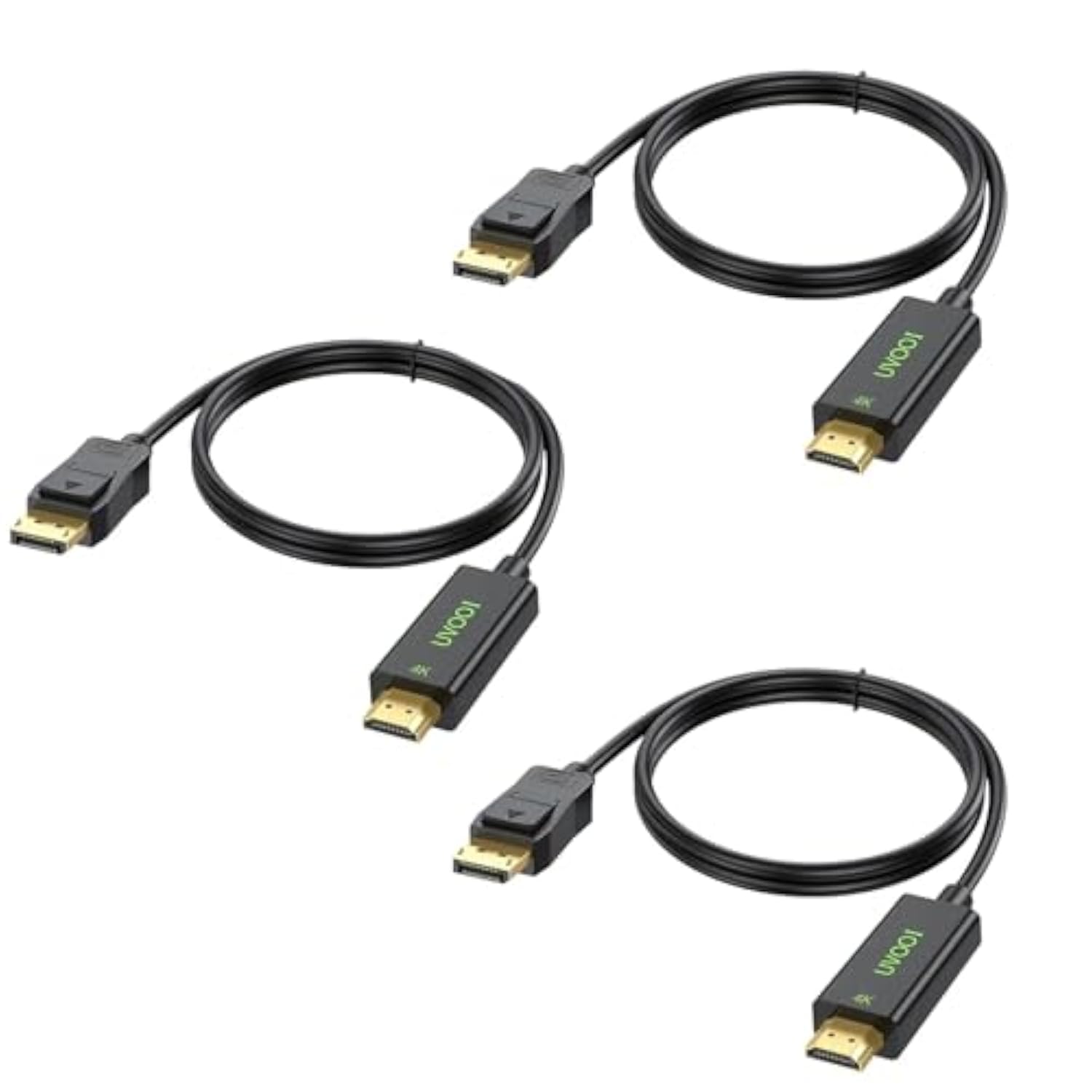 Displayport To Hdmi Cable 3 Pack, 6 Feet Display Port Dp To Hdmi Cord 1080P Su