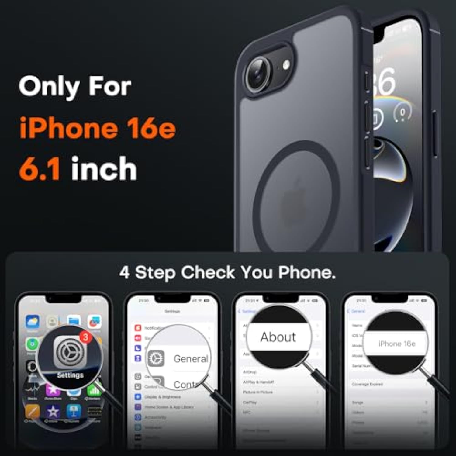 For Iphone 16E Case, Upgraded Full Camera Protection, Compatible With Magsafe, Drop Protection, Translucent Magnetic Matte Phone Case For Iphone 16E 6.1 Inch (Black)