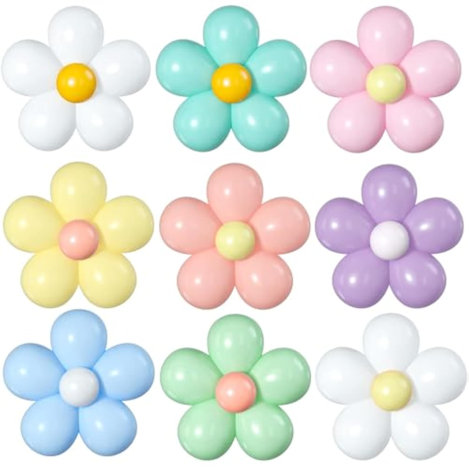 Daisy Balloon Flower Kit: Pastel Boho Party Decor (16-Piece Set)