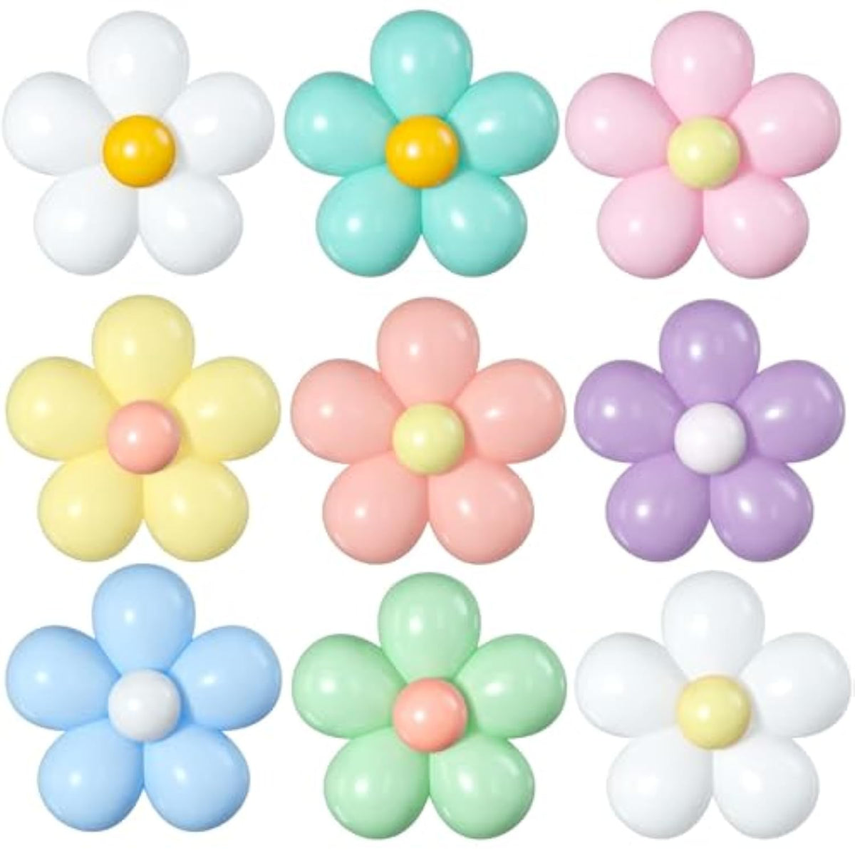 Daisy Balloon Flower Kit: Pastel Boho Party Decor (16-Piece Set)
