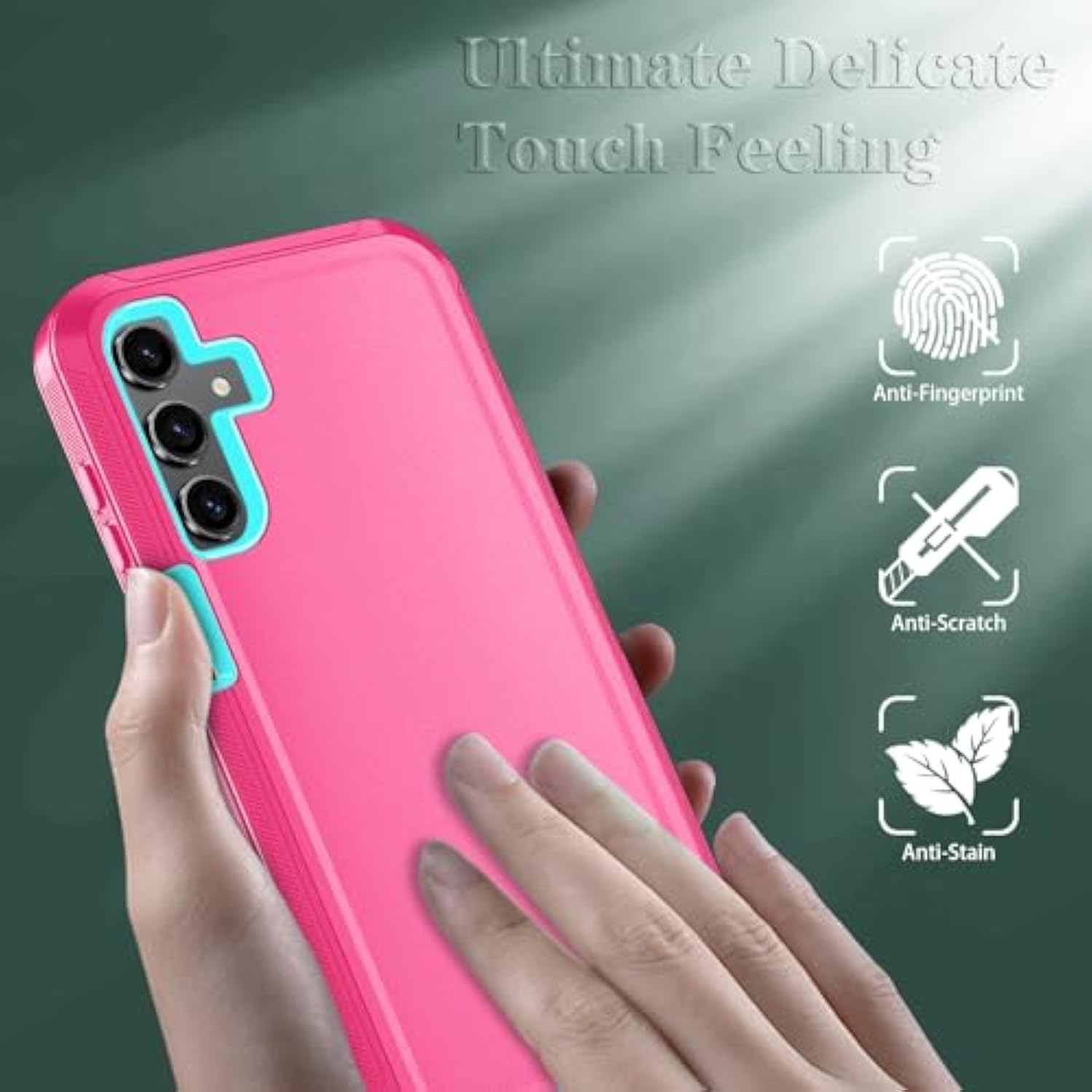 Phone Case For Samsung Galaxy A15 5G Case With Hd Screen Protector, Samsung A15 5G Case Durable Shockproof 3-Layer Cover For Galaxy A15 5G (Pink Skyblue)