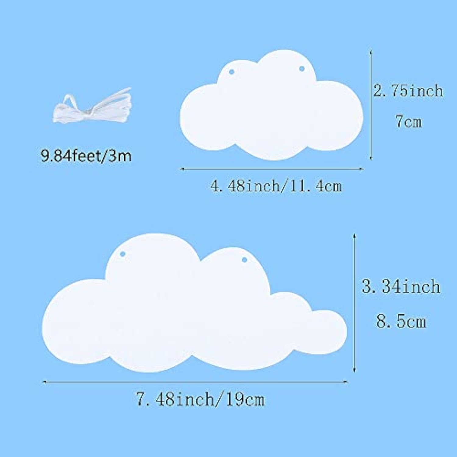 2Pack White Cloud Felt Garland Sky Theme Baby Shower Decorations