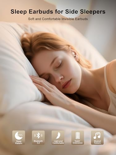 Sleep Headphones,Sleep Earbuds For Side Sleepers,Small Invisible Sleeping Earbuds Comfortable Noise Blocking, Bluetooth 5.4 Wireless Headphones For Sleeping