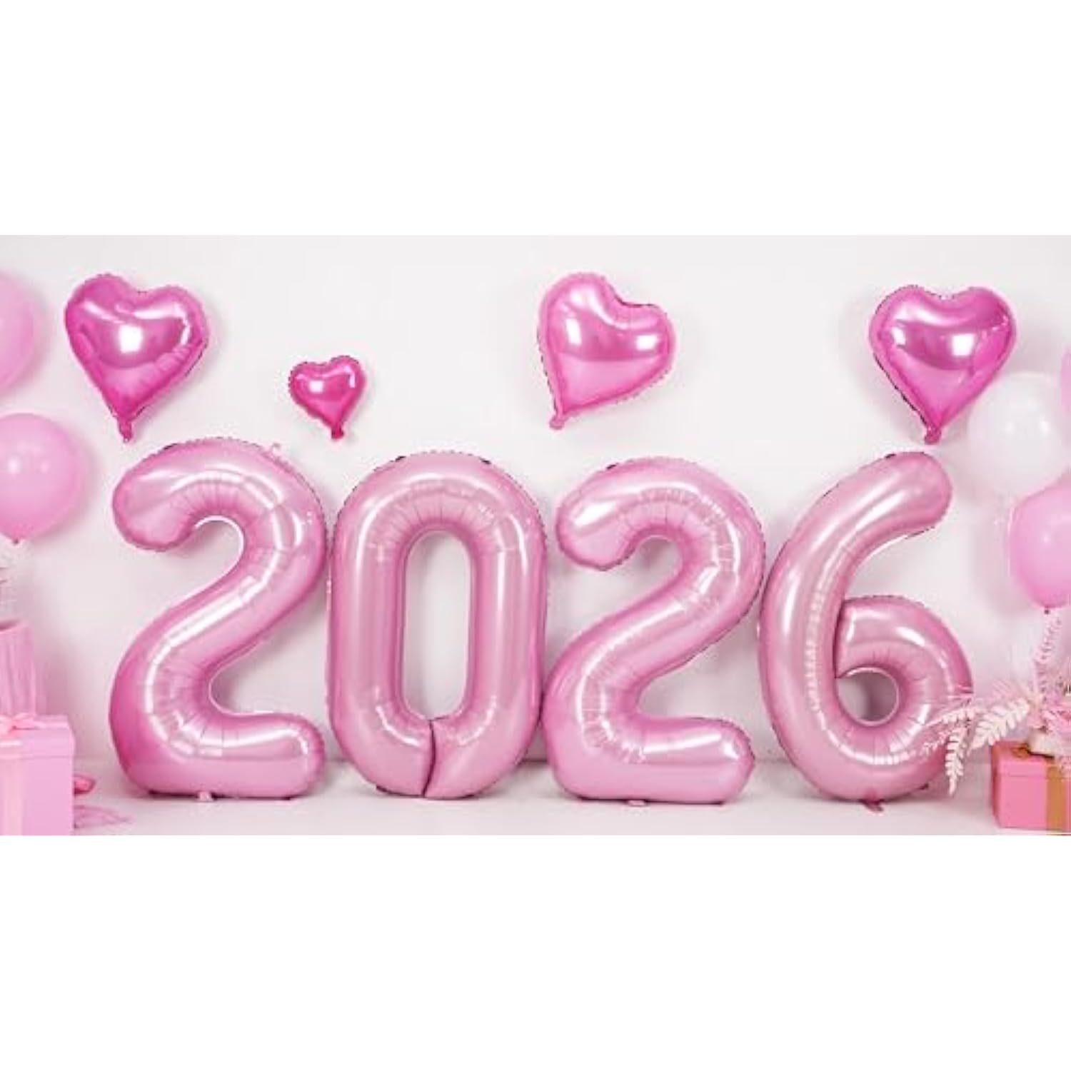 40in Pink 2026 Foil Balloons for New Year Christmas & Graduation Party