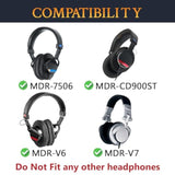 Lambskin Replacement Earpads For Sony Mdr-7506 Mdr-V6 Mdr-V7 Mdr-Cd900St Monitor Headphones, Ear Pads Cushions With High-Density Foam - Black