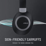 Bc6 Wireless Over Ear Headphones, 50H Playtime Foldable Lightweight Bluetooth Headsets, Deep Bass, Builtin Microphone, Memory Foam Earmuff, For Travel, Home Office(Space Black)