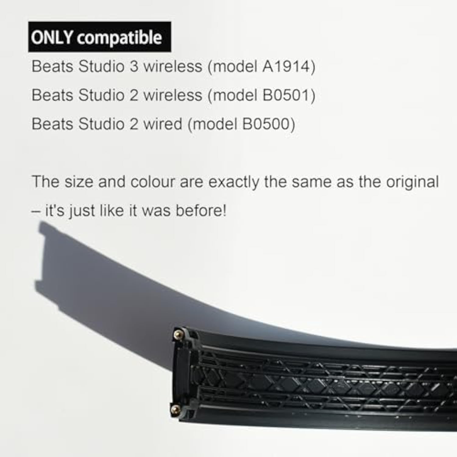 Studio 3 Headband - Replacement Parts Specifically Designed For Beats Studio 3 / A1914 Studio 2 Wired/Wireless Headphones (Black Gold)