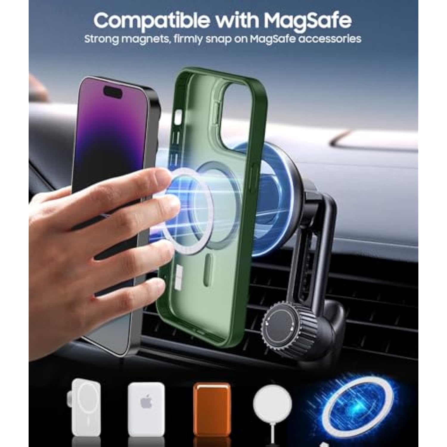 For Iphone 14 Pro Max Case, Compatible With Magsafe, Built-In Camera Ring Stand, With Individual Camera Cover, Translucent Matte Military-Grade Drop Protection Magnetic Case, Green