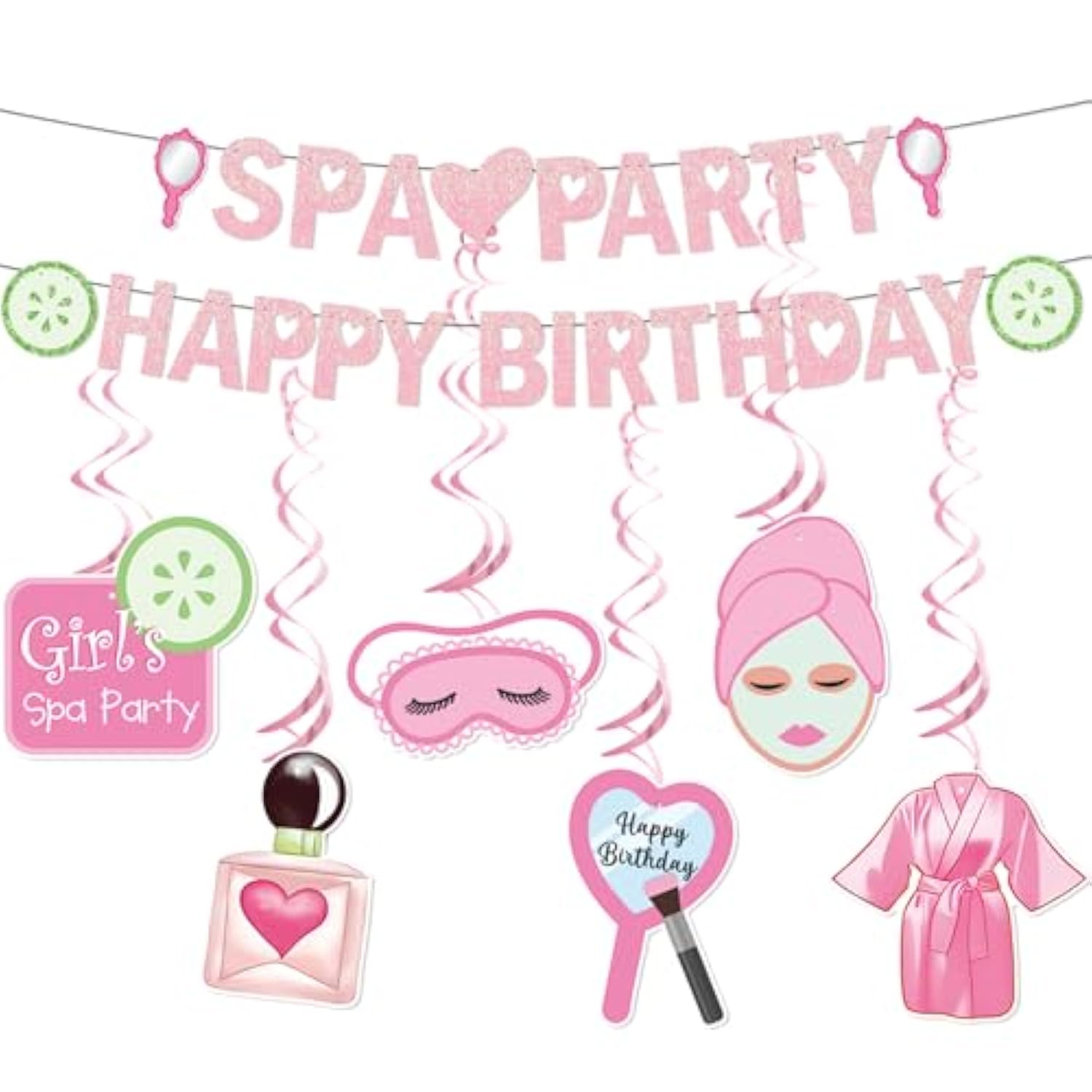 Spa Party Happy Birthday Banner Spa Birthday Party Supplies For Girls Women With Spa Birthday Banner Hanging Ceiling For Sleepovers Slumber Makeup Parties
