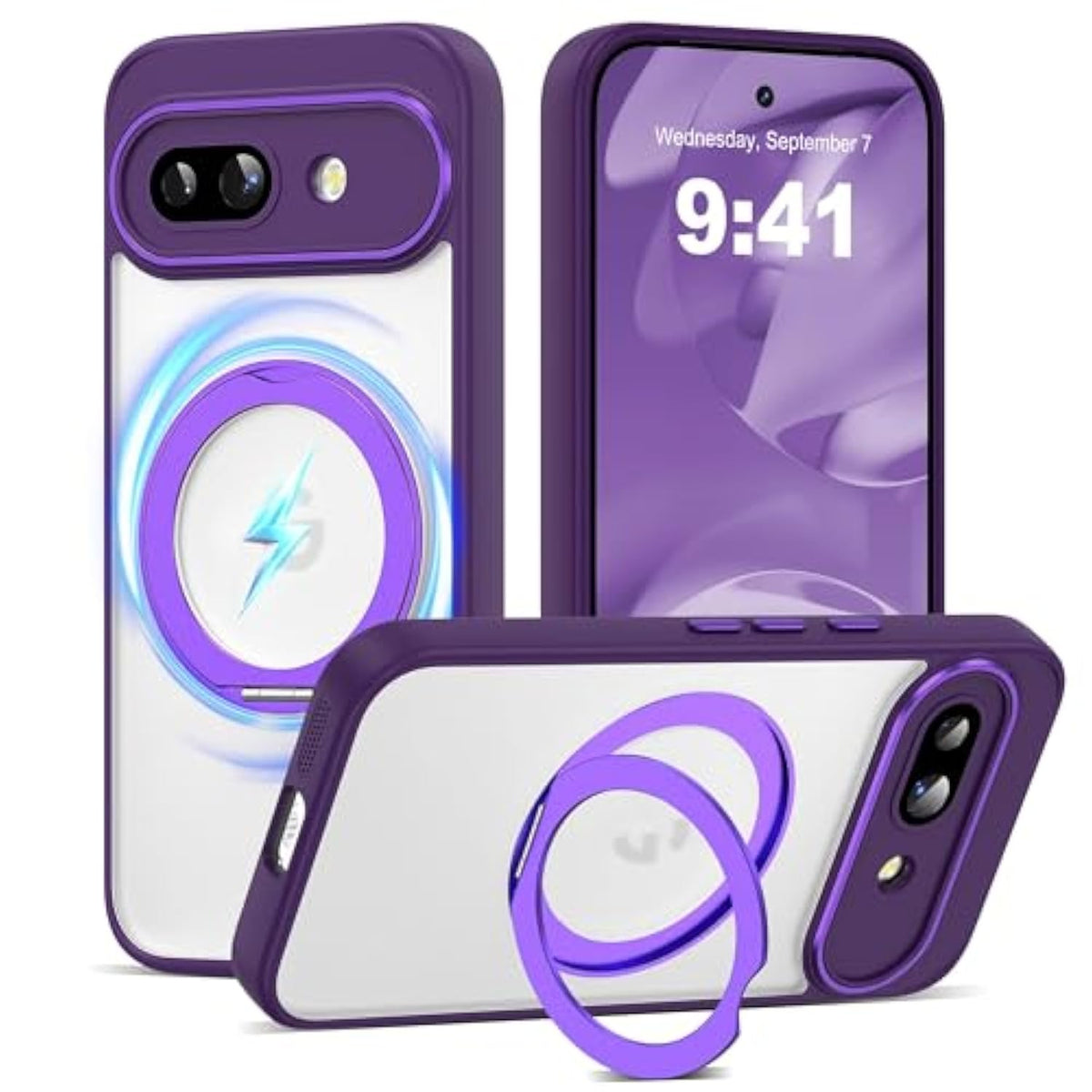 Compatible With Google Pixel 10 Case & 10 Pro Case With 360° Magnetic Ring Stand [Compatible With Mag-Safe ] Shockproof Phone Case For Google Pixel 10 & 10 Pro 6.3'',Purple