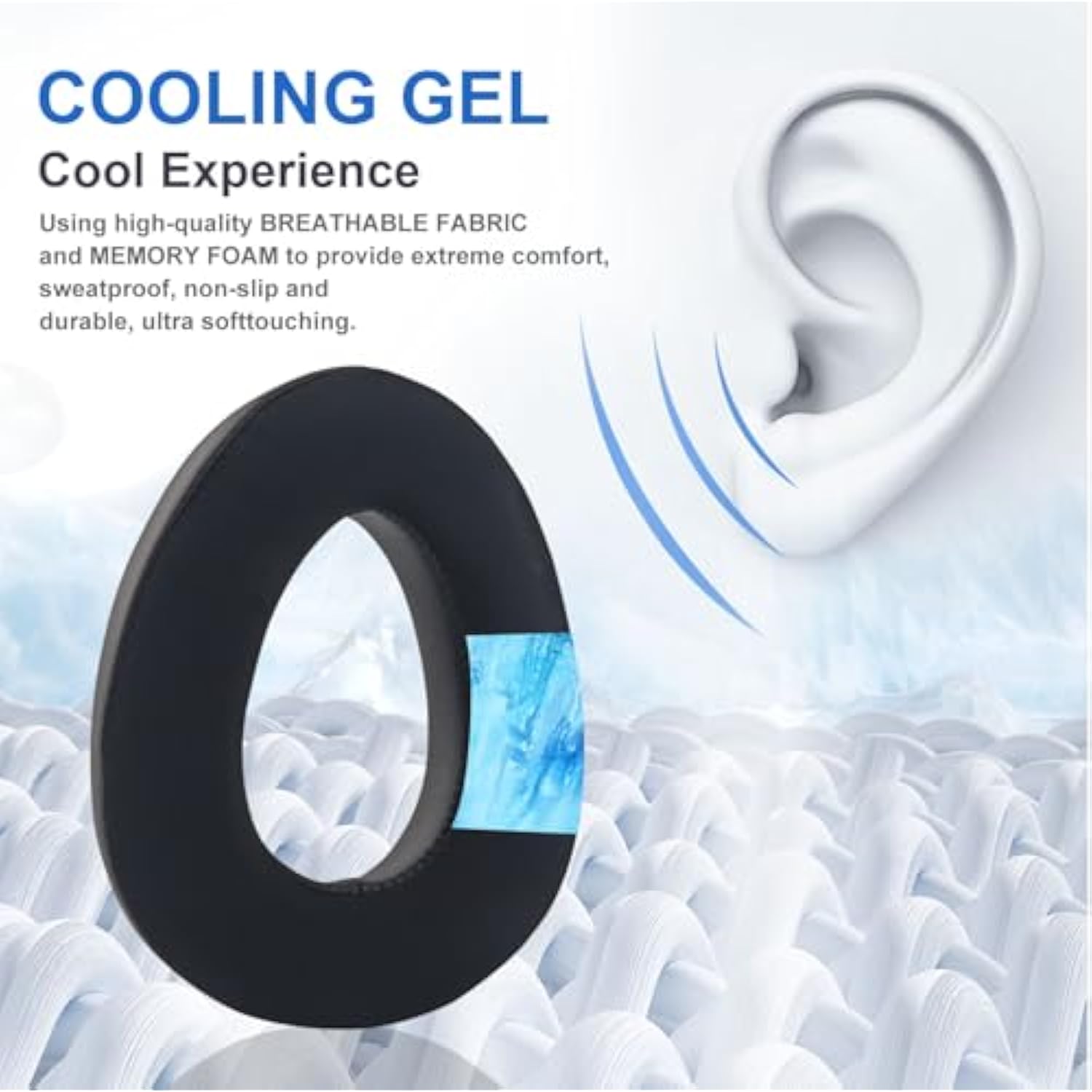 Pxc 550 Cooling Gel Ear Pads Replacement Ear Pads Cushions Compatible With Sennheiser Pxc 480 Pxc 550 Pxc 550-Ii Mb 660 Uc Mb 660 Mc Headphones High-Density Memory Foam Earpads Ear Cups Cover (Black)