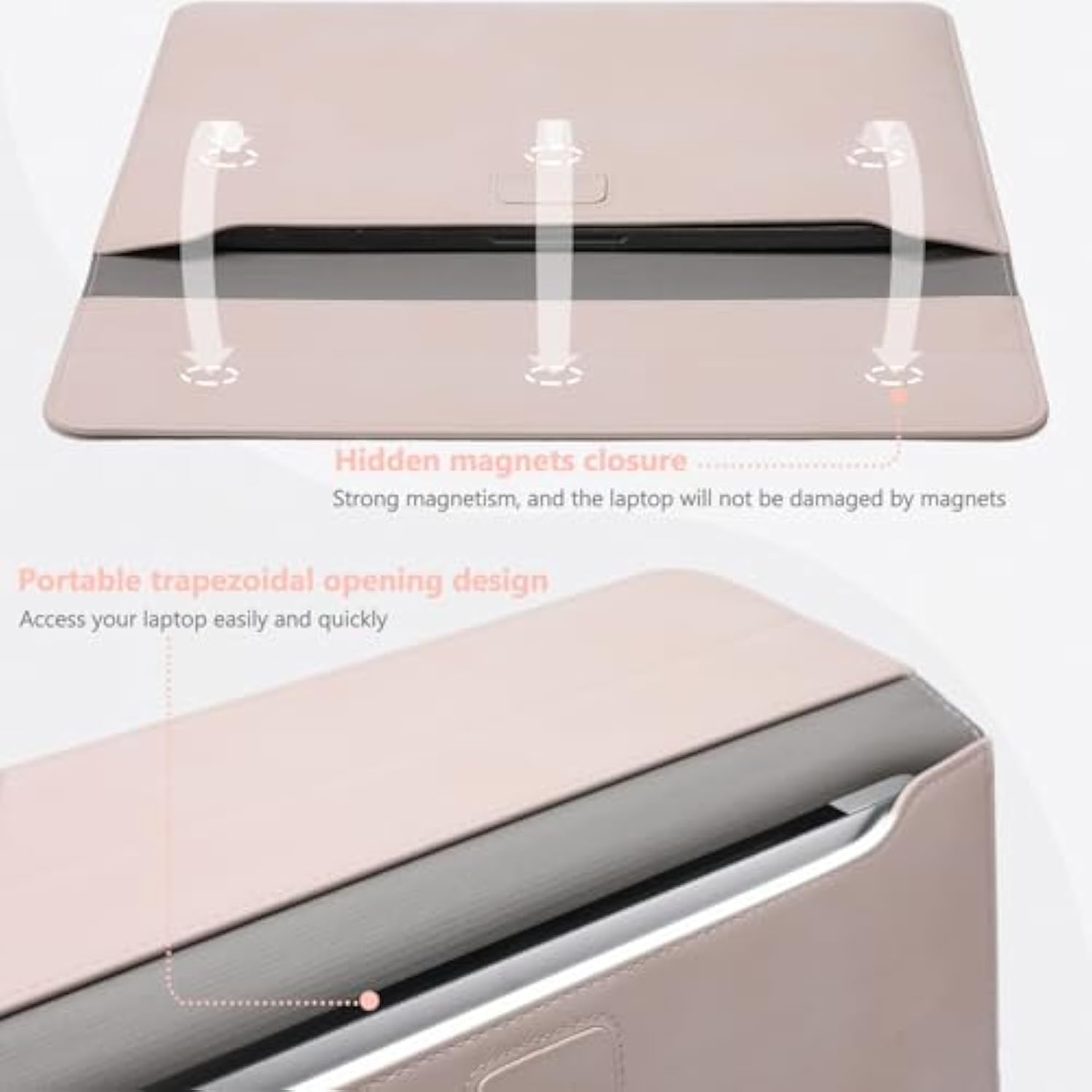 13.3-14 Inch Laptop Sleeve Case With Stand Function For Macbook Pro 14 M3/M2/M1 Pro/Max A2992 A2918 2024-2021, 13.8-13.5 Surface Laptop 7-1, Macbook Air 13, Apricot