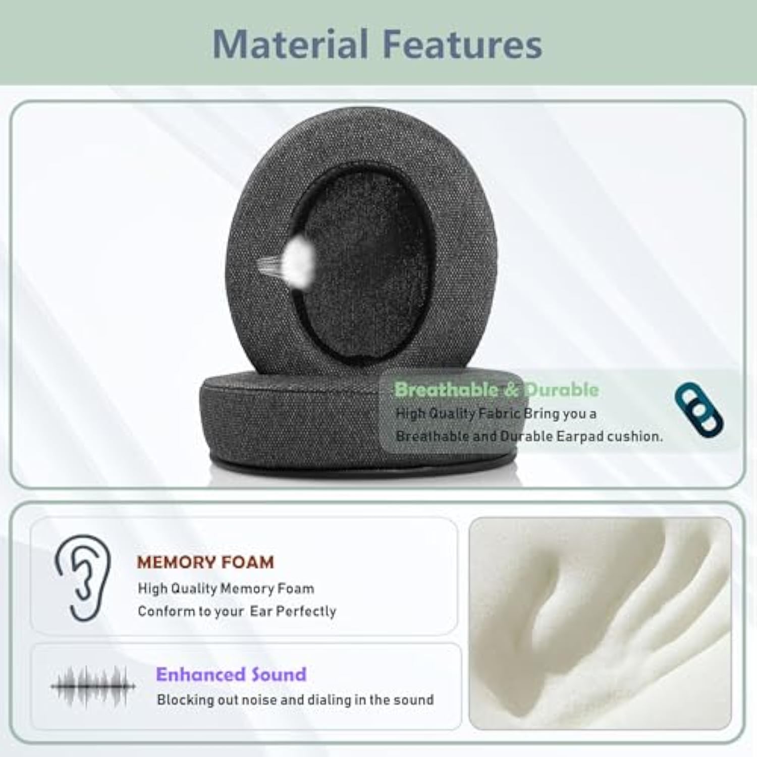 Hs60 Breathable Replacement Earpads For Corsair Hs60, Hs50, Hs70 Pro Gaming Headphones – Breathable Fabric And High Density Foam Cushions