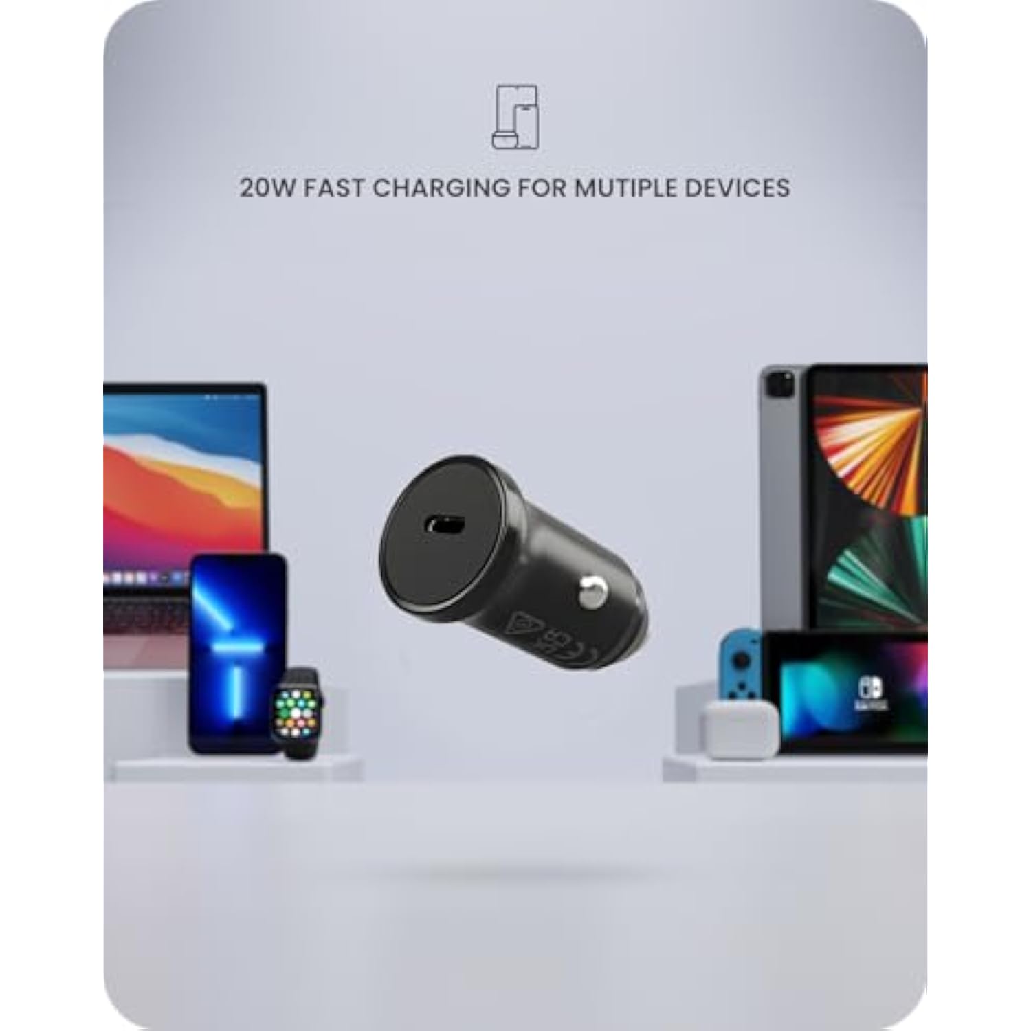 20W Usb C Car Charger, Pd 3.0 Fast Charge Usb Type C Port, Compact & Portable Design, Flush Fit, Compatible With All Smartphones And Tablets.