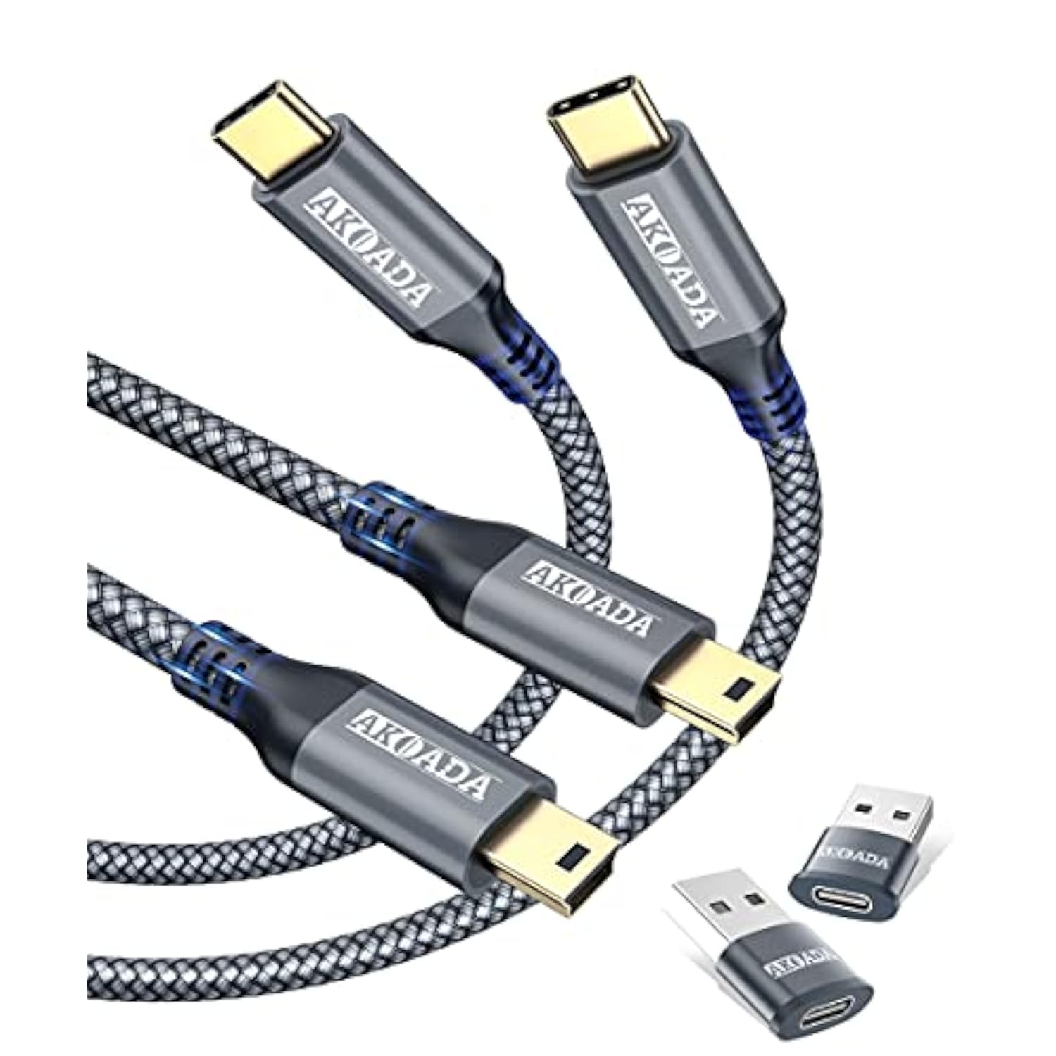 2 Pack Mini B To Usb C Cable 10Ft, Usb C To Mini Usb Cable Charging Cord For Gopro Hero 3+, Ps3 Controller, Mp3 Player, Yeti Microphone, Digital Camera, Gps Receiver, Pdas And More