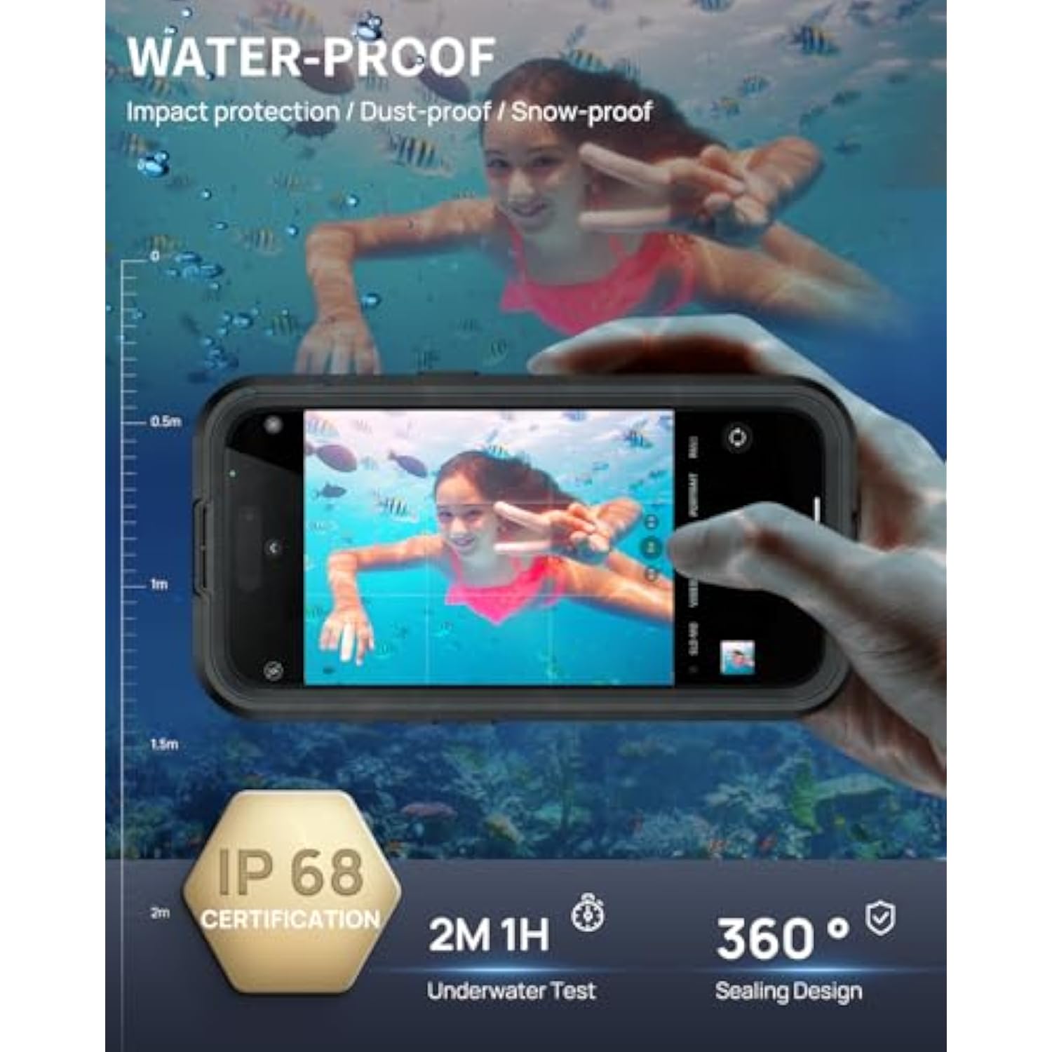 Magnetic For Iphone 16 Pro Max Case, Ip68 Waterproof Dustproof Case, [Compatible With Magsafe] [Built-In Screen Protector] Full Body Heavy Duty Rugged Phone Cover 6.9 Inch, Black/Clear