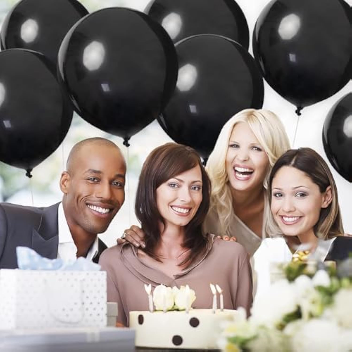 24 Pcs 18-Inch Large Black Balloons Giant Latex Decor for Birthdays & NYE