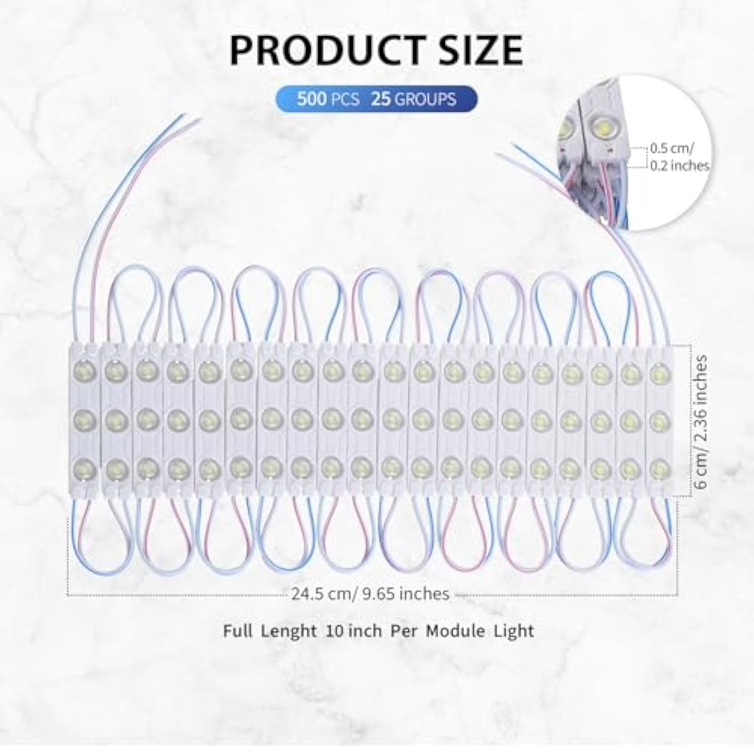 500 Pcs Led Module White 6500K 1.2W Led Storefront Waterproof Replacement Lights For Inflatables Decorative Module Light