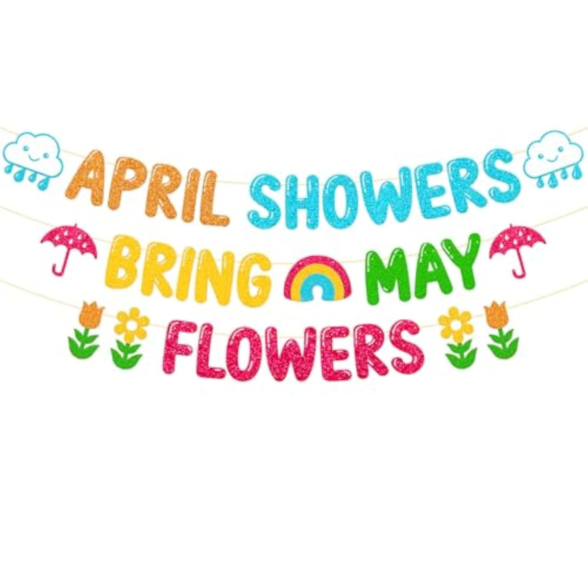 April Showers Bring May Flowers Banner School Classroom Spring Party Decorations For Student Children Teacher Celebrating Happy Spring Party Supplies