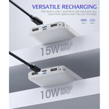 Portable Charger 2-Pack 15000Mah Power Bank Dual Usb And Type-C Output 5V3.1A Fast Charger Battery Pack For Iphone 16 15 14 13 12 X Samsung S24 S23 Google Ipad Etc (Light Black And White)