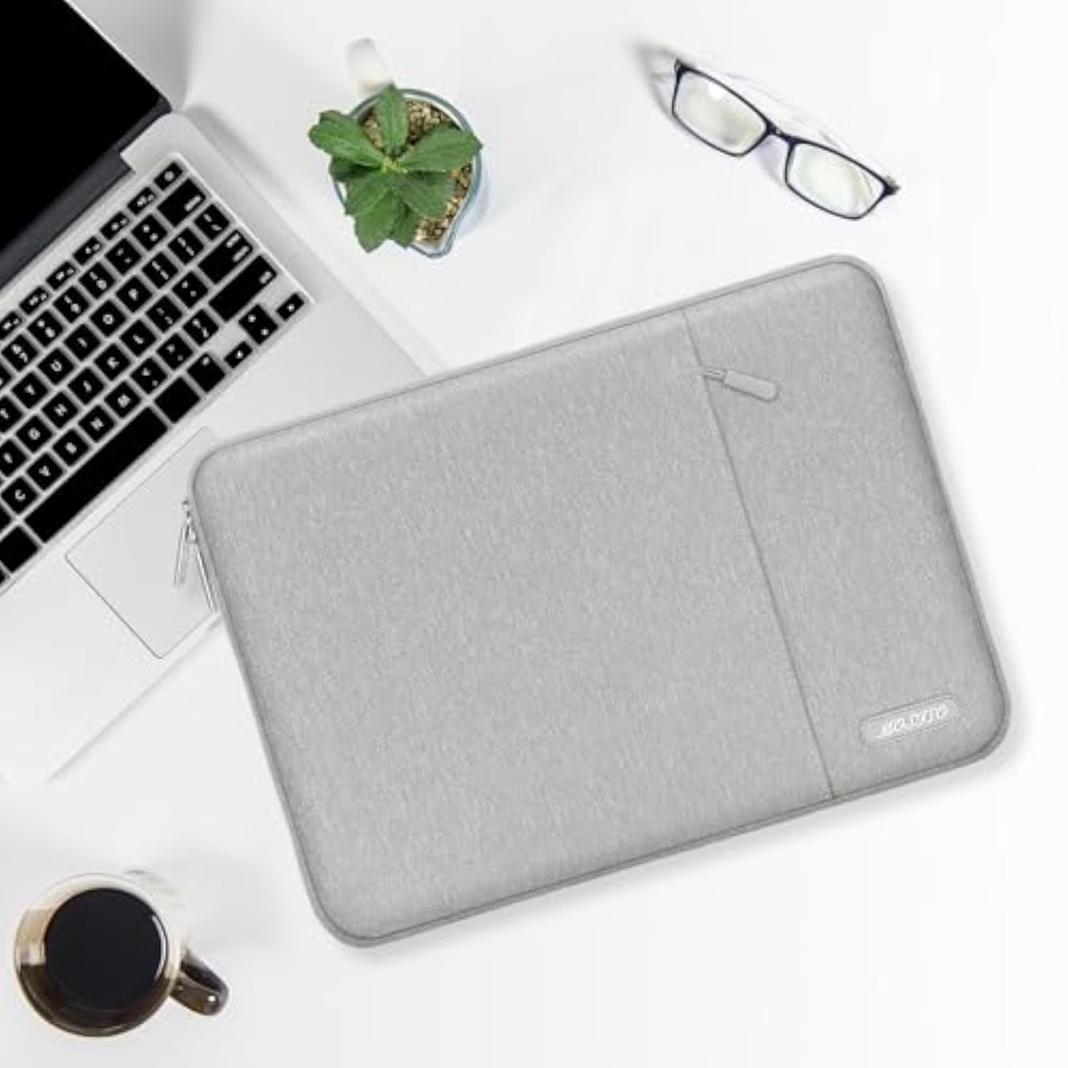 Mosiso Laptop Case 13.3 Inch, 13-13.3 Inch Laptop Sleeve Compatible With Air/Pro 13 / Pro 14, Hp Dell Asus Lenovo Notebook, Polyester Vertical Computer Sleeve Bag With Pocket, Gray